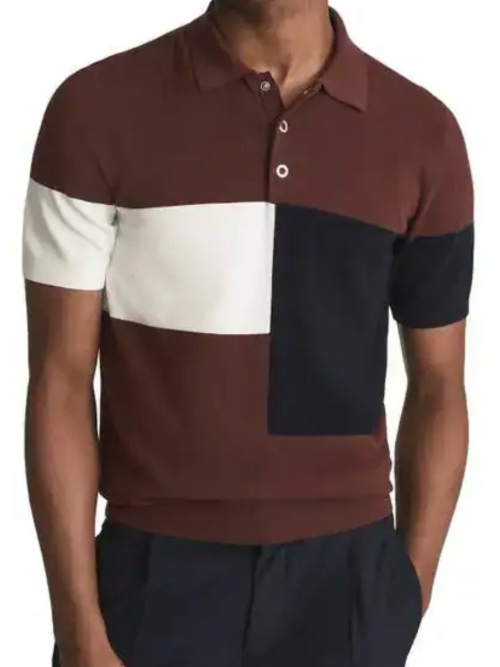 REISS Primo Colorblock Sweater Polo L